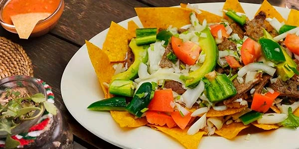 nachos, avocado, beef